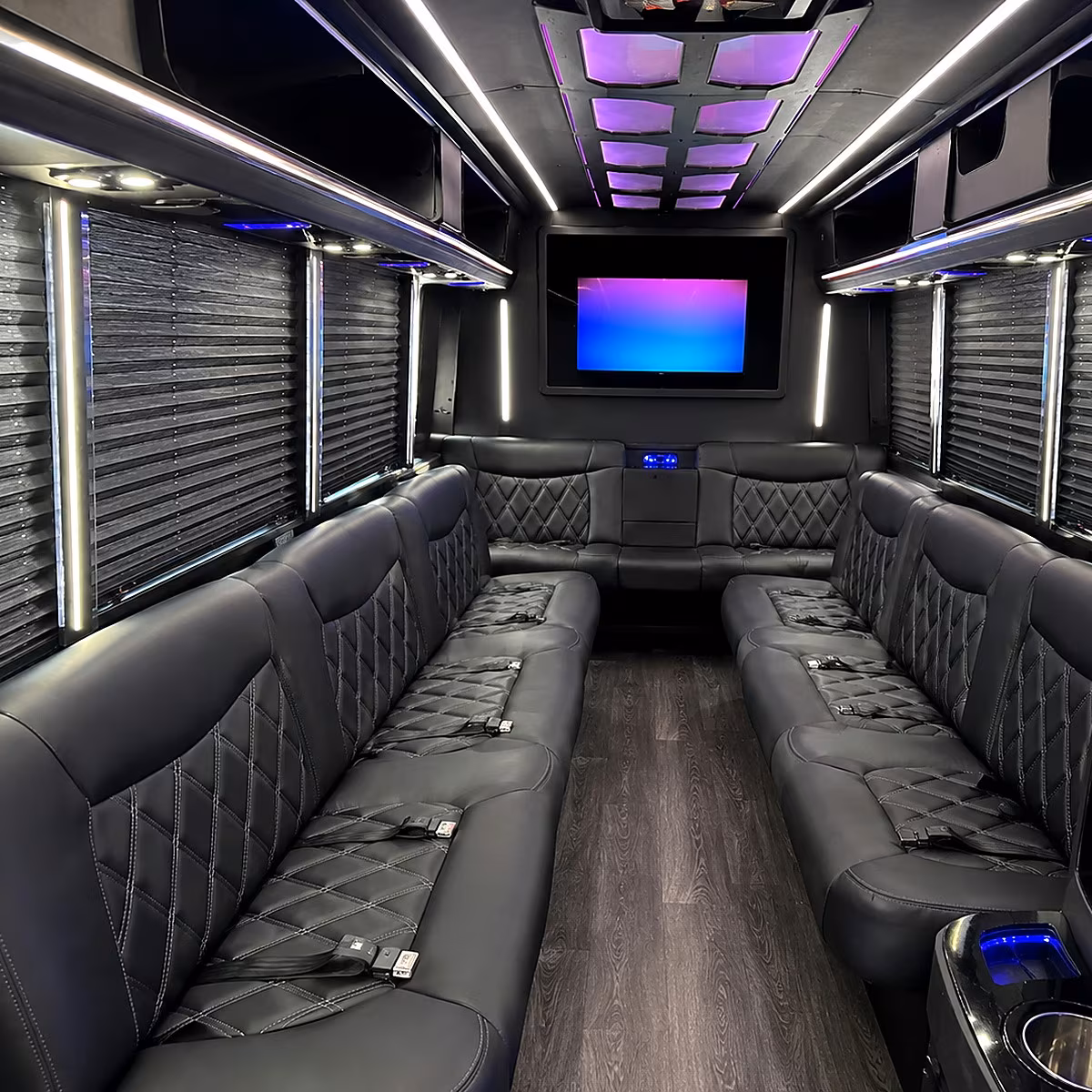 Queens Private Event Transportation party bus interior