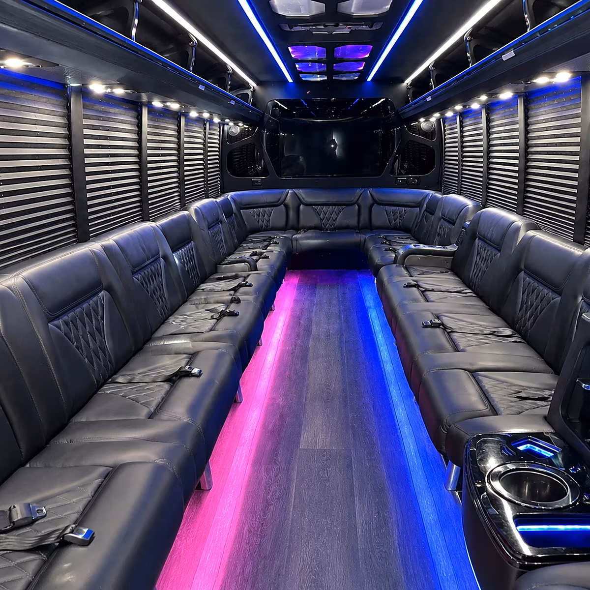 Queens Prom & Homecoming Transportation party bus interior