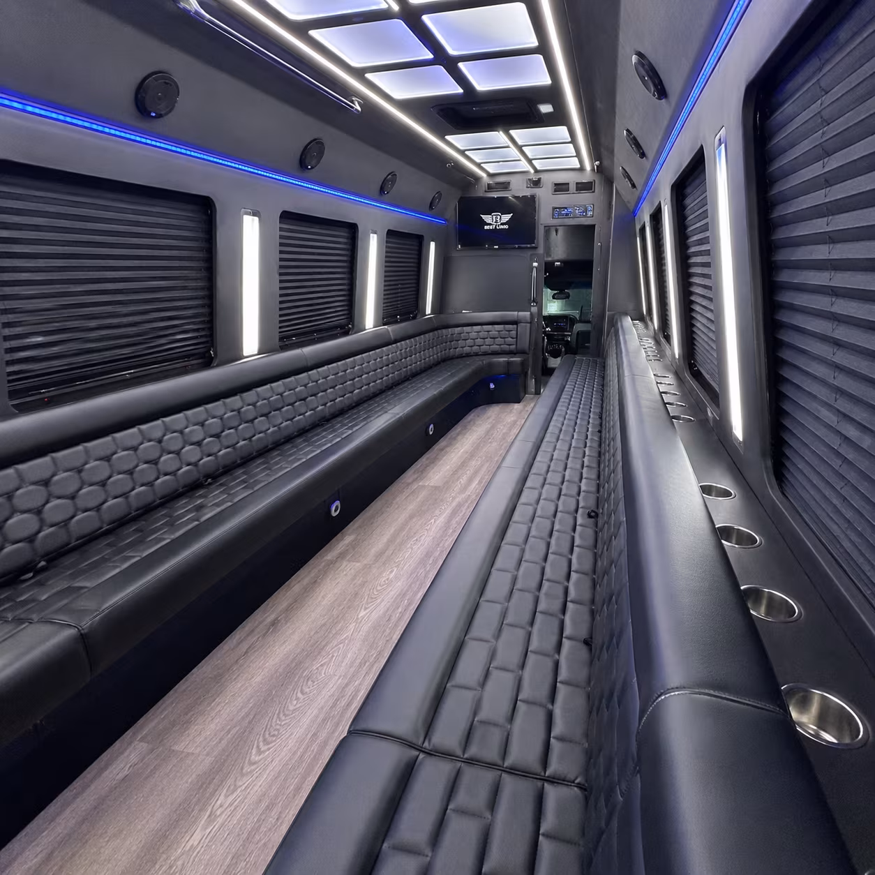 Queens Sporting Event Transportation party bus exterior