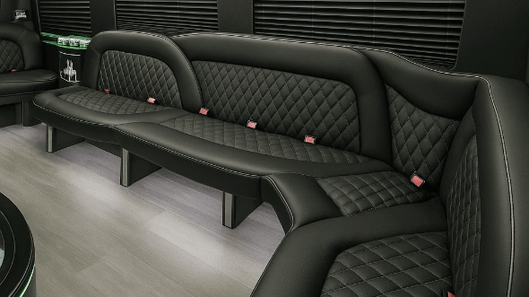 Interior of Queens Party Bus Company's 14 Passenger Sprinter Limousine in Queens