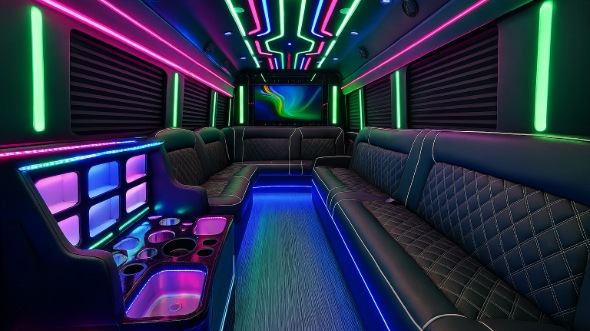 Interior of Charter Bus Company Hempstead's 28 Passenger Party Bus in Hempstead