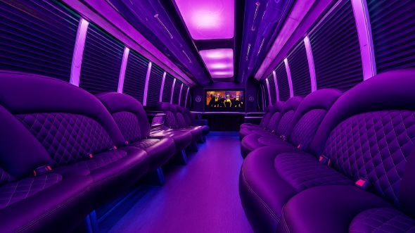 Interior of Charter Bus Company Manhattan's 28 Passenger Party Bus in Manhattan