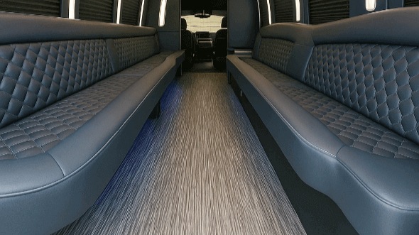 Interior of Charter Bus Company Elizabeth's 40 Passenger Party Bus in Elizabeth