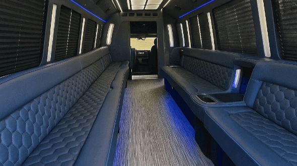 Interior of Charter Bus Company Oyster Bay's 40 Passenger Party Bus in Oyster Bay