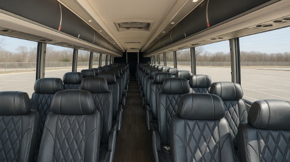 Interior of Charter Bus Company Queens's 44 Passenger Charter Bus in Queens