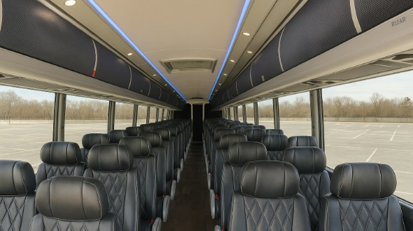 Interior of Charter Bus Company Queens's 45 Passenger Charter Bus in Queens