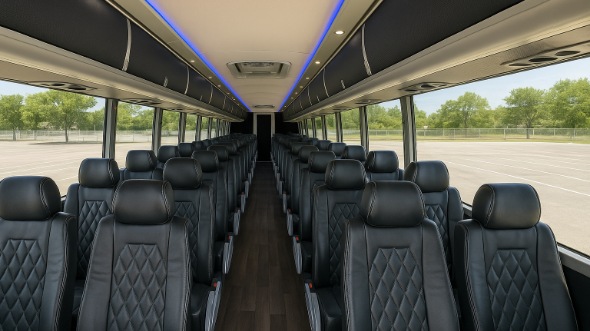 Interior of Charter Bus Company Queens's 47 Passenger Charter Bus in Queens