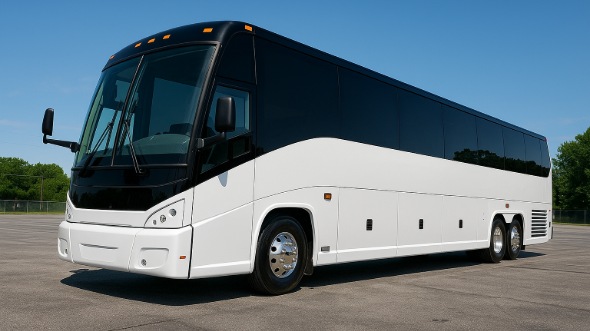 Exterior of Charter Bus Company Queens's 47 Passenger Charter Bus in Queens