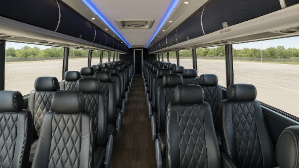 Interior of Charter Bus Company Queens's 48 Passenger Charter Bus in Queens
