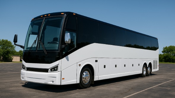 Exterior of Charter Bus Company Queens's 48 Passenger Charter Bus in Queens