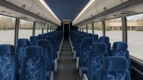 Interior of Charter Bus Company Queens's 54 Passenger Charter Bus in Queens