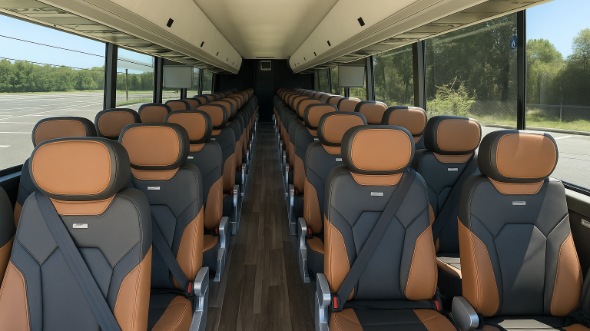 Interior of Charter Bus Company Queens's 55 Passenger Charter Bus in Queens
